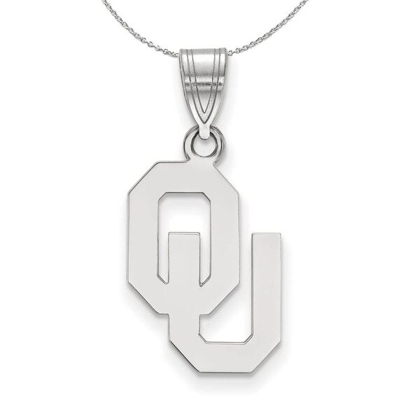 Sterling Silver U. of Oklahoma Medium Pendant Necklace - 24 Inch - Picture 1 of 8